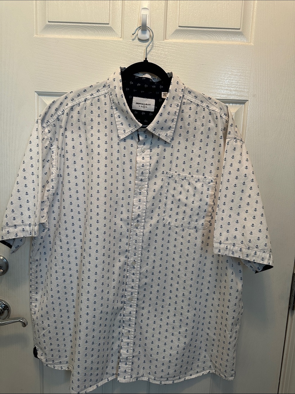Paper Denim & Cloth 100% Cotton Short Sleeve Button-Down with Navy Anchors 3XL